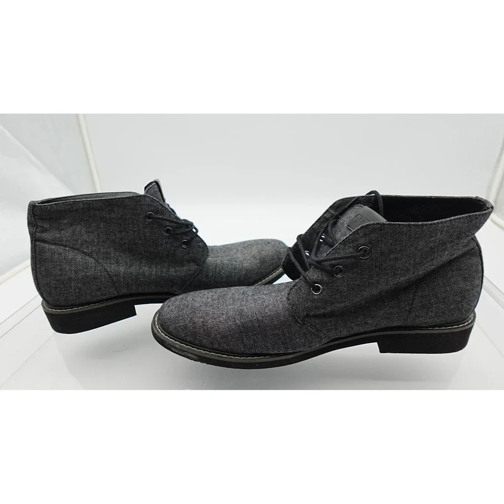 GUESS GREY TEXTURED FABRIC LACE UP CHUKKA DRESS BOOTS MENS SIZE 11